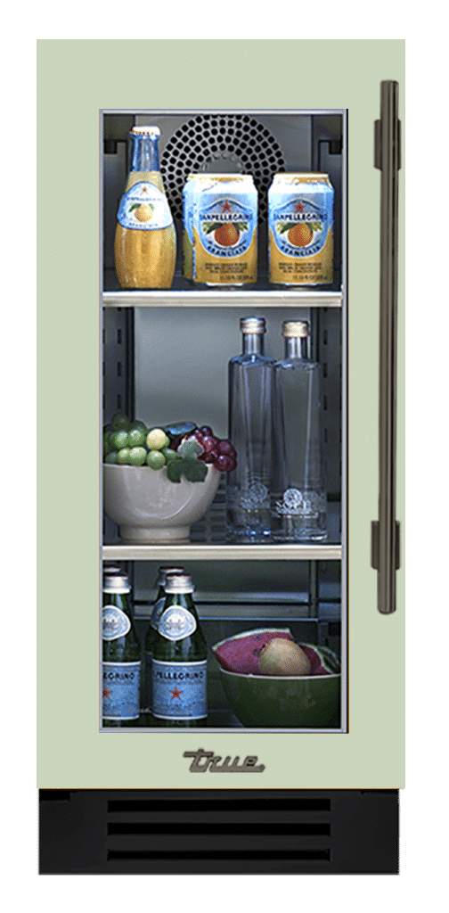 Undercounter Refrigerator, Left Hinged, Sage, Pewter Hardware TUR15LOGCDSK129H05