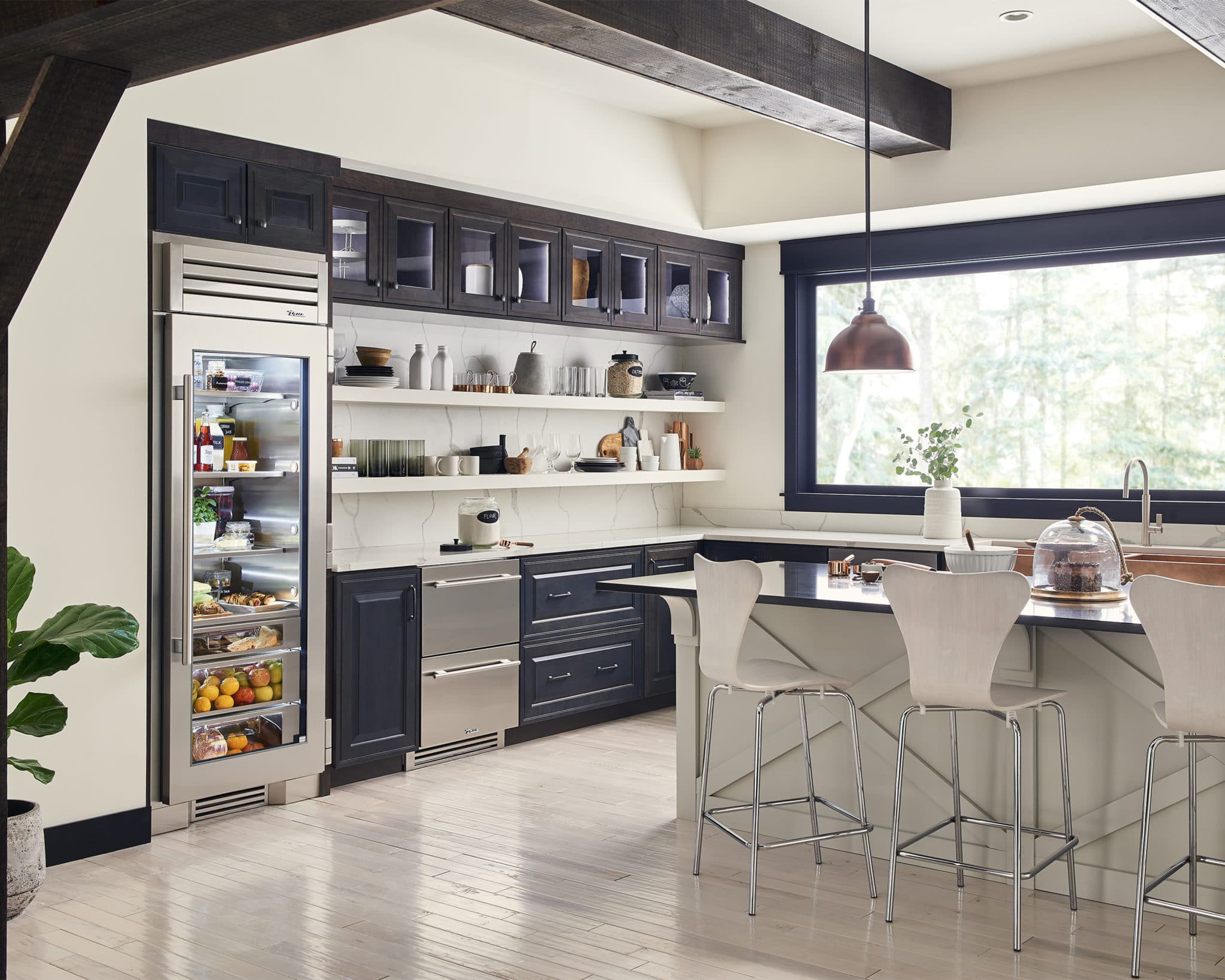 Undercounter Refrigerator, Left Hinged, Bluestone, Pewter Hardware TUR15LOGCDSK152H05