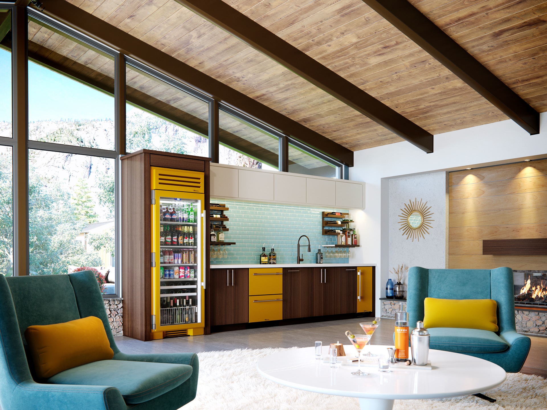 Undercounter Refrigerator, Left Hinged, Olive, Brass Hardware TUR15LOGCDSK238H01