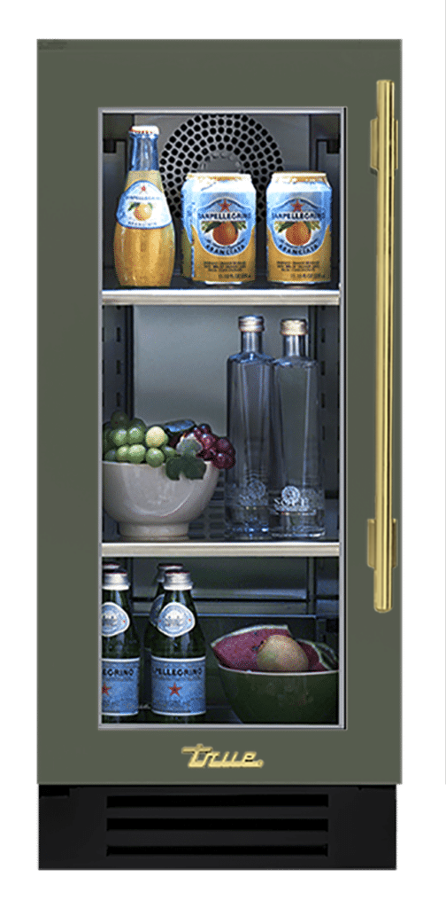 Undercounter Refrigerator, Left Hinged, Olive, Brass Hardware TUR15LOGCDSK238H01