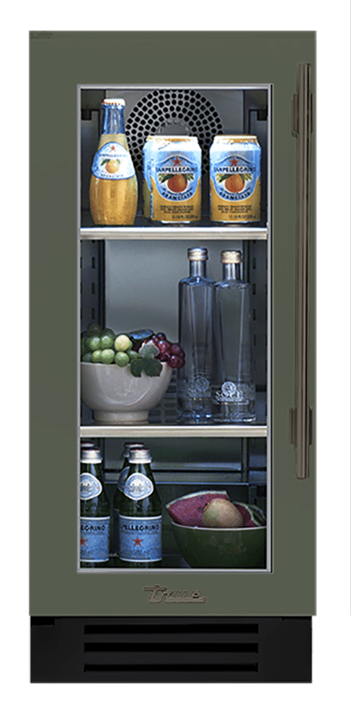 Undercounter Refrigerator, Left Hinged, Olive, Pewter Hardware TUR15LOGCDSK238H05