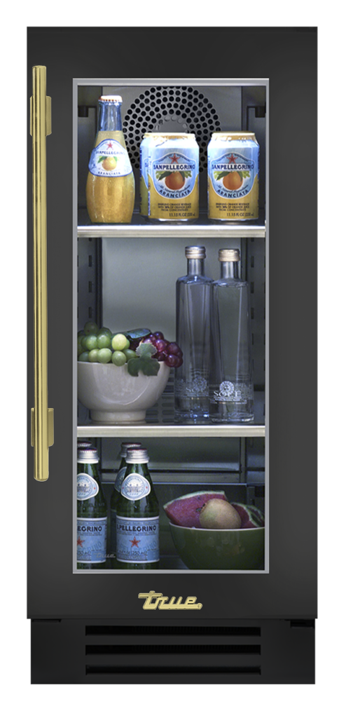 Undercounter Refrigerator, Right Hinged, Gloss Black, Brass Hardware TUR15ROGCDSK044H01