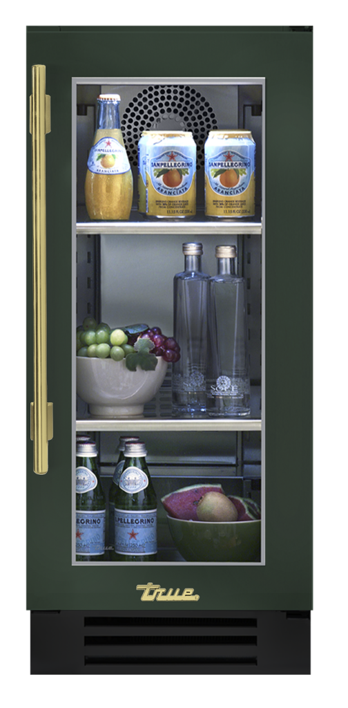 Undercounter Refrigerator, Right Hinged, Emerald, Brass Hardware TUR15ROGCDSK086H01