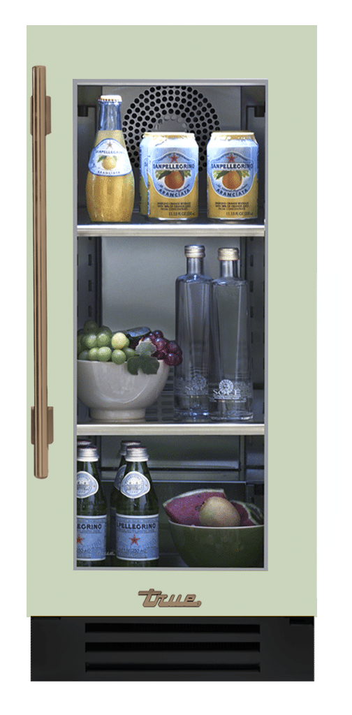 Undercounter Refrigerator, Right Hinged, Sage, Gold Hardware TUR15ROGCDSK129H08
