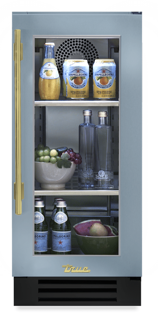 Undercounter Refrigerator, Right Hinged, Bluestone, Brass Hardware TUR15ROGCDSK152H01