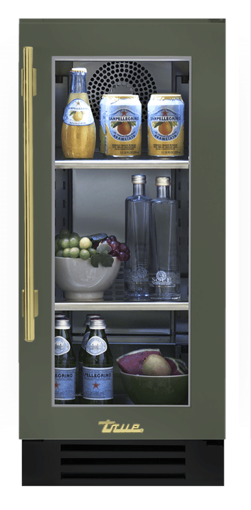 Undercounter Refrigerator, Right Hinged, Olive, Brass Hardware TUR15ROGCDSK238H01
