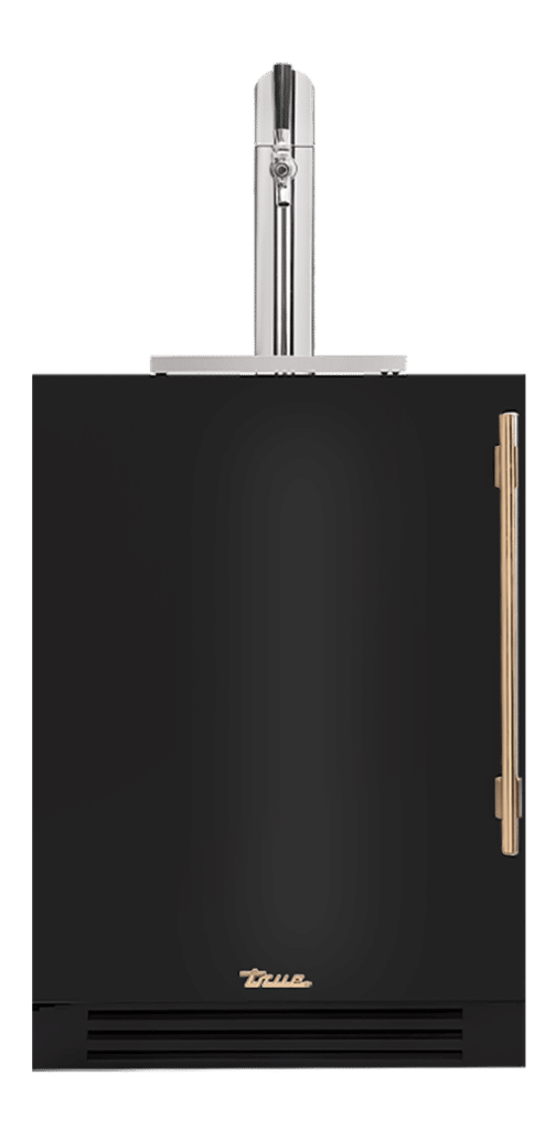 Undercounter Beverage Dispenser, Left Hinged, Gloss Black, Gold Hardware TUR24BDLOPCDSK044H08