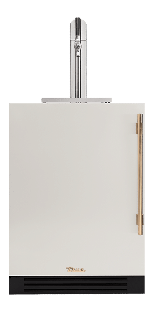 Undercounter Beverage Dispenser, Left Hinged, Antique White, Gold Hardware TUR24BDLOPCDSK050H08