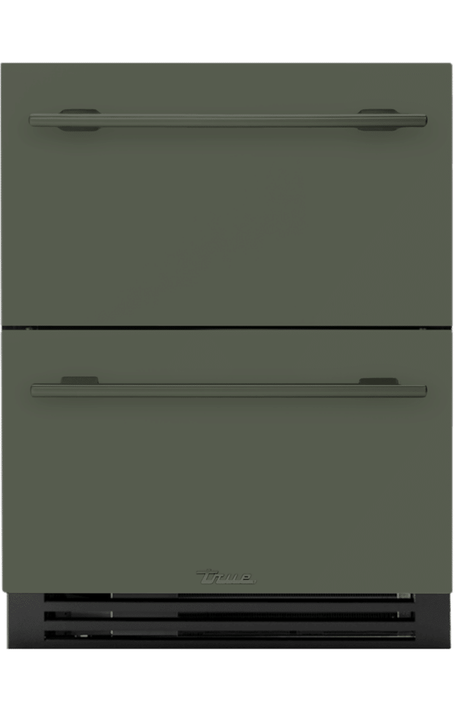 ADA Height Undercounter Refrigerator Drawer, Olive, Brass Hardware TURADA24DA238H01