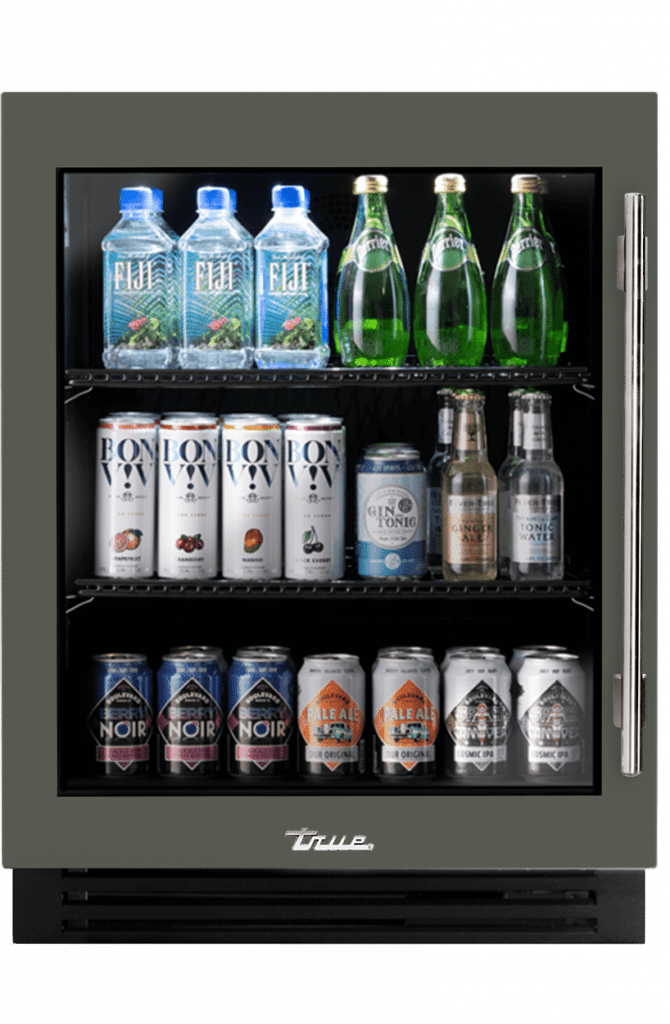 ADA Height Undercounter Refrigerator, Left Hinged, Olive, Chrome Hardware TURADA24LGA238H02