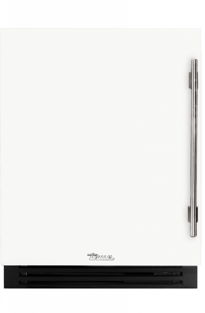 ADA Height Undercounter Refrigerator, Left Hinged, Matte White, Chrome Hardware TURADA24LSA030H02