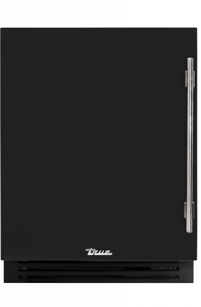 ADA Height Undercounter Refrigerator, Left Hinged, Gloss Black, Chrome Hardware TURADA24LSA044H02