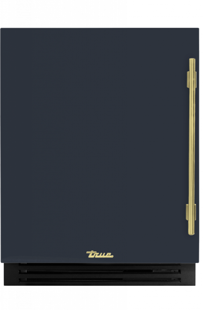ADA Height Undercounter Refrigerator, Left Hinged, Juniper, Brass Hardware TURADA24LSA104H01