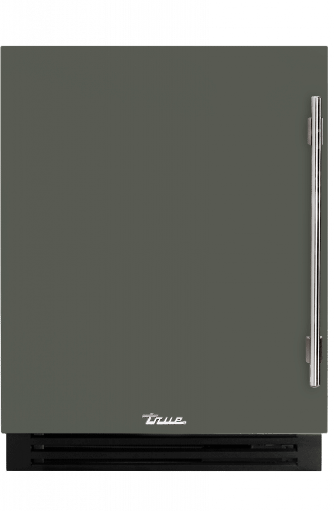 ADA Height Undercounter Refrigerator, Left Hinged, Olive, Chrome Hardware TURADA24LSA238H02