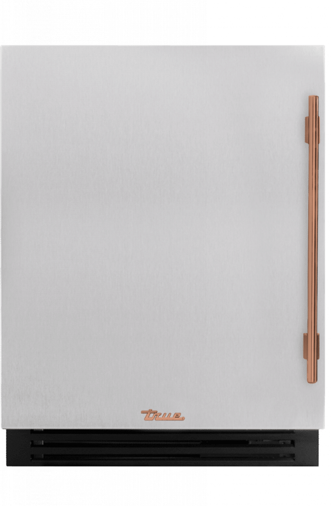 ADA Height Undercounter Refrigerator, Left Hinged, Color Match, Copper Hardware TURADA24LSAXXXH03