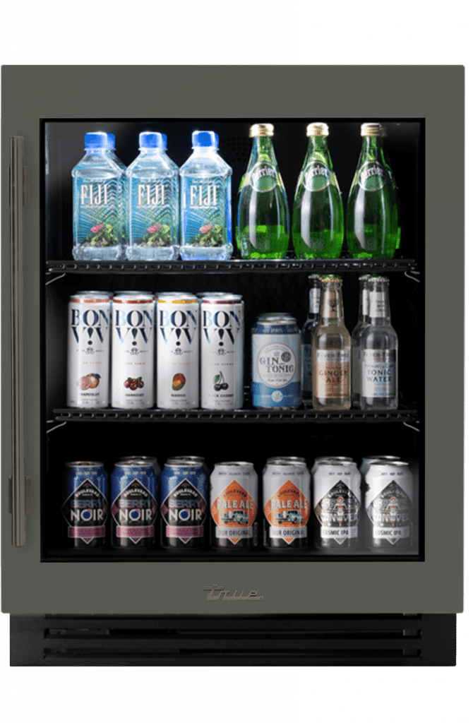 ADA Height Undercounter Refrigerator, Right Hinged, Olive, Pewter Hardware TURADA24RGA238H05