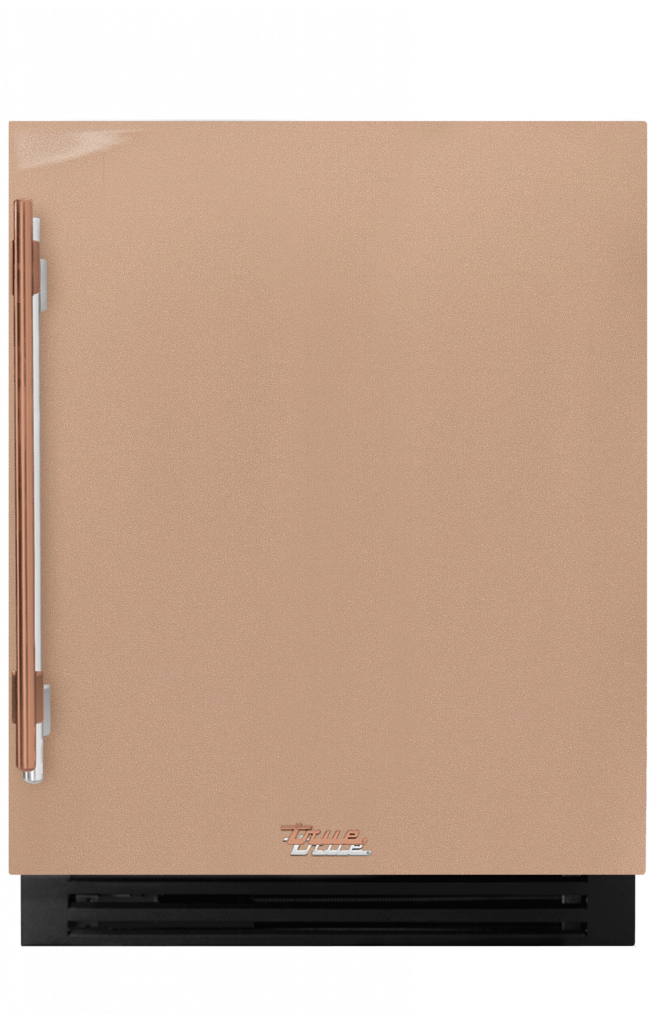 ADA Height Undercounter Wine Cabinet, Right Hinged, Champagne, Copper Hardware TUWADA24RSA179H03