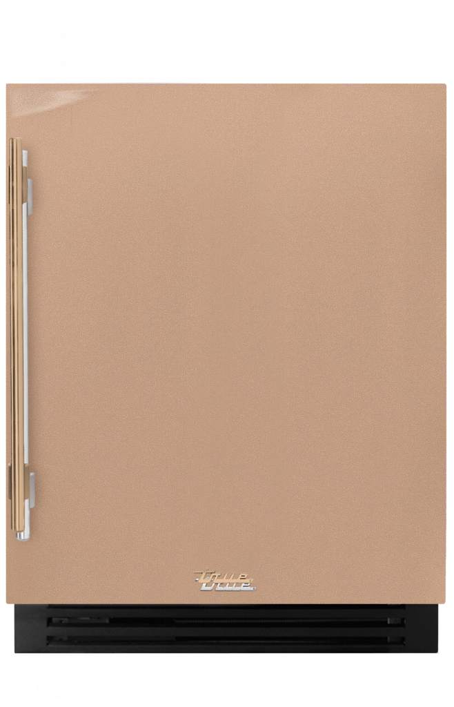 ADA Height Undercounter Wine Cabinet, Right Hinged, Champagne, Gold Hardware TUWADA24RSA179H08