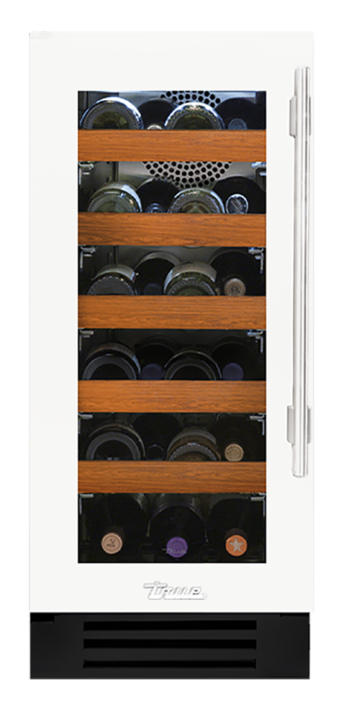 Undercounter Wine Cabinet, Left Hinged, Matte White, Chrome Hardware TWC15LOGCDSK030H02