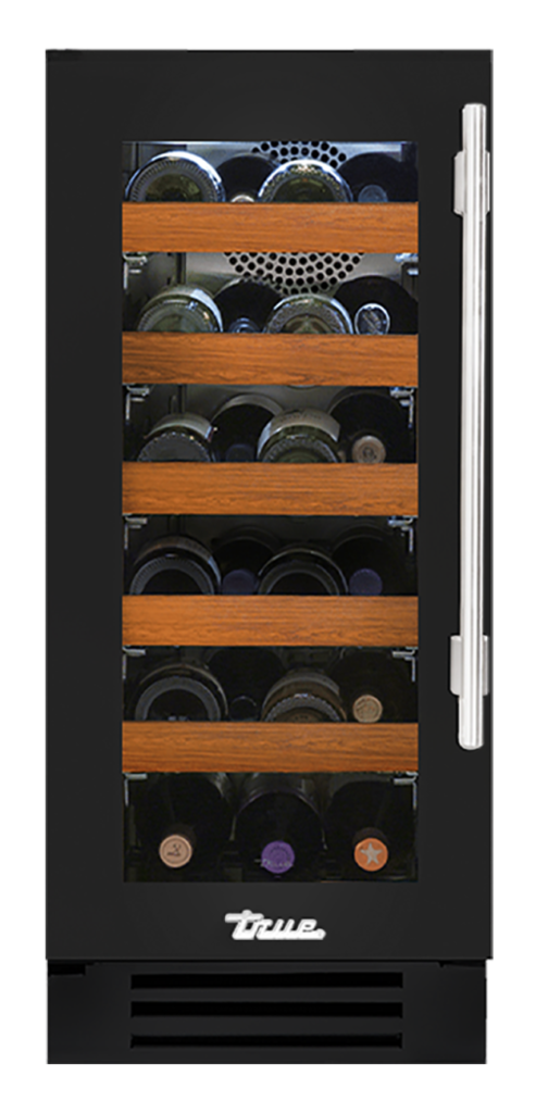 Undercounter Wine Cabinet, Left Hinged, Gloss Black, Chrome Hardware TWC15LOGCDSK044H02
