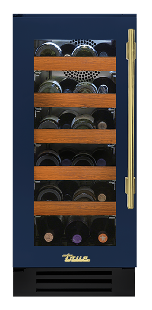 Undercounter Wine Cabinet, Left Hinged, Cobalt, Brass Hardware TWC15LOGCDSK078H01