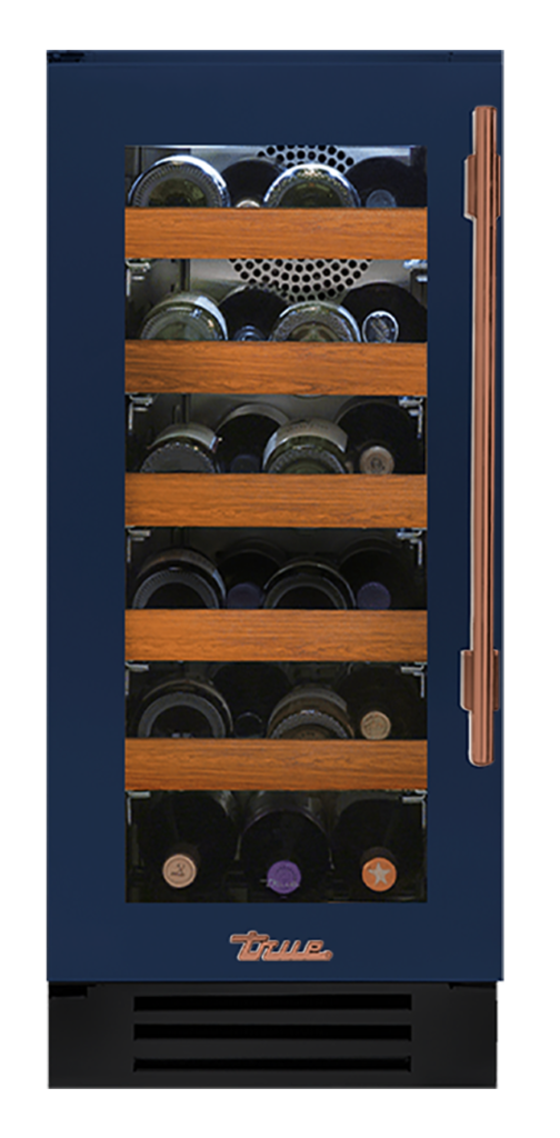 Undercounter Wine Cabinet, Left Hinged, Cobalt, Copper Hardware TWC15LOGCDSK078H03