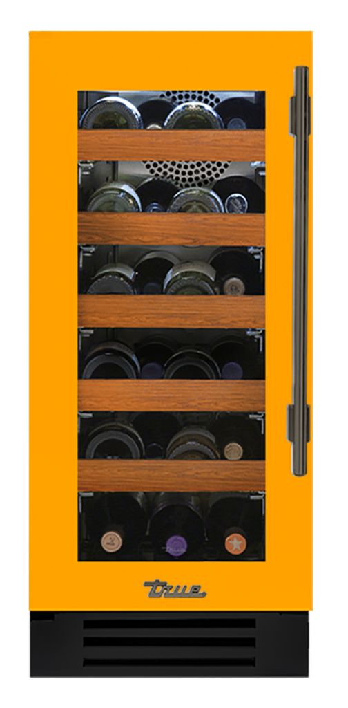 Undercounter Wine Cabinet, Left Hinged, Saffron, Pewter Hardware TWC15LOGCDSK103H05