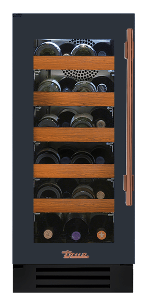 Undercounter Wine Cabinet, Left Hinged, Juniper, Copper Hardware TWC15LOGCDSK104H03