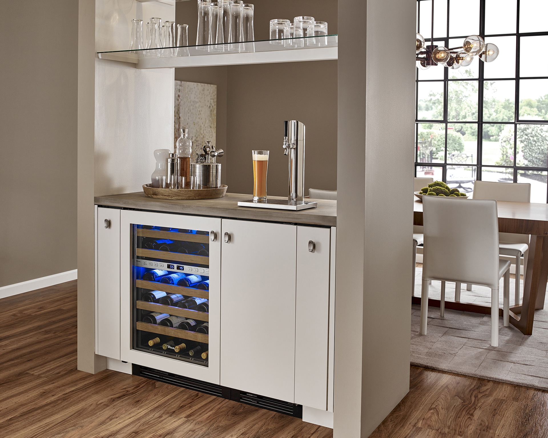 Undercounter Wine Cabinet, Left Hinged, Juniper, Pewter Hardware TWC15LOGCDSK104H05