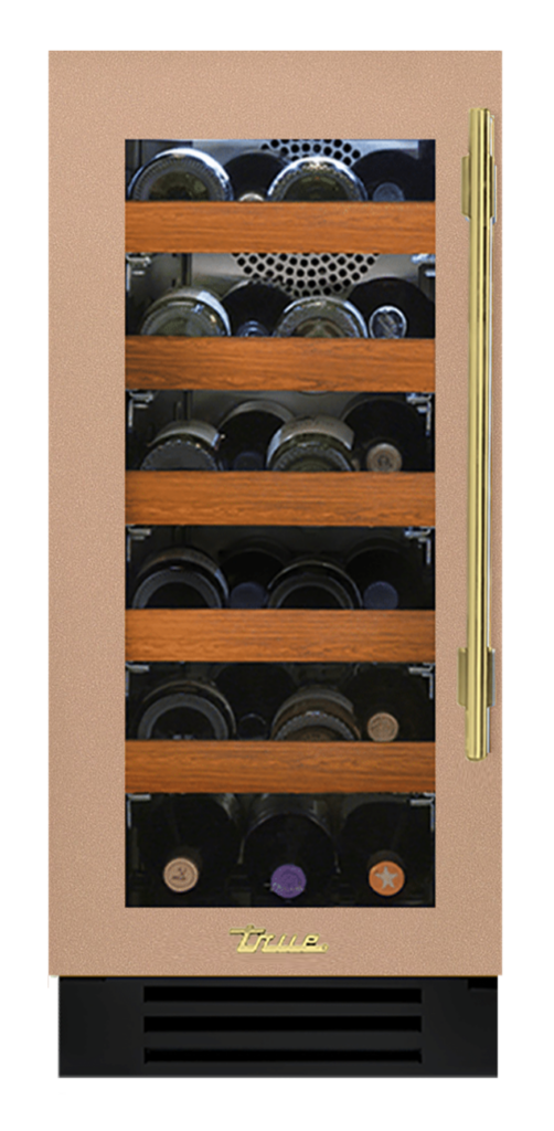 Undercounter Wine Cabinet, Left Hinged, Champagne, Brass Hardware TWC15LOGCDSK179H01