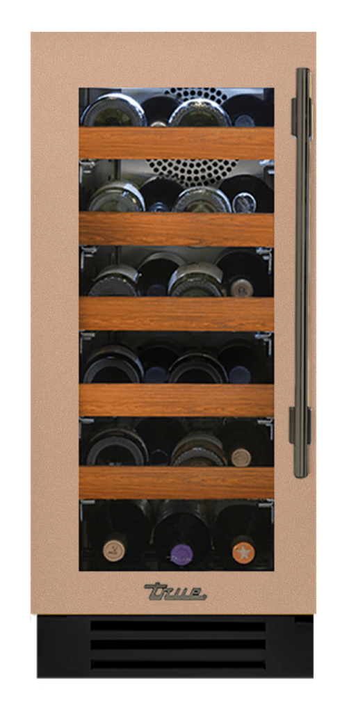 Undercounter Wine Cabinet, Left Hinged, Champagne, Pewter Hardware TWC15LOGCDSK179H05