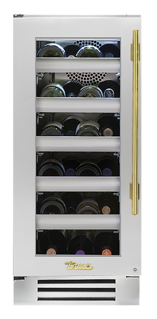 Undercounter Wine Cabinet, Left Hinged, Color Match, Brass Hardware TWC15LOGCDSKXXXH01