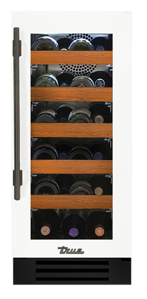 Undercounter Wine Cabinet, Right Hinged, Matte White, Pewter Hardware TWC15ROGCDSK030H05