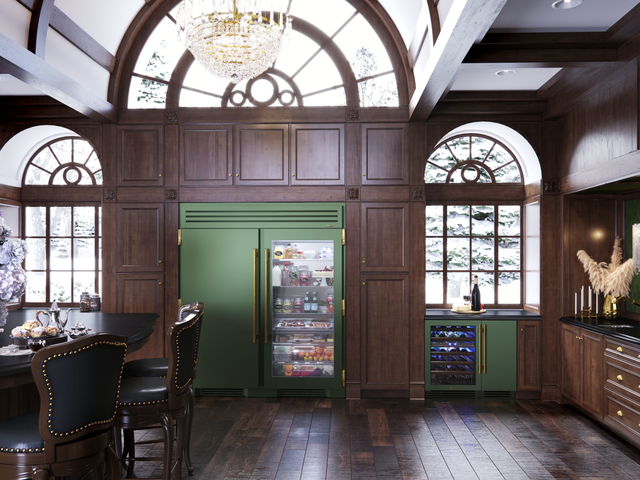 Undercounter Wine Cabinet, Right Hinged, Matte White, Pewter Hardware TWC15ROGCDSK030H05