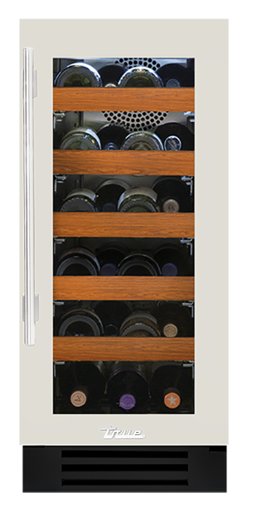 Undercounter Wine Cabinet, Right Hinged, Antique White, Chrome Hardware TWC15ROGCDSK050H02