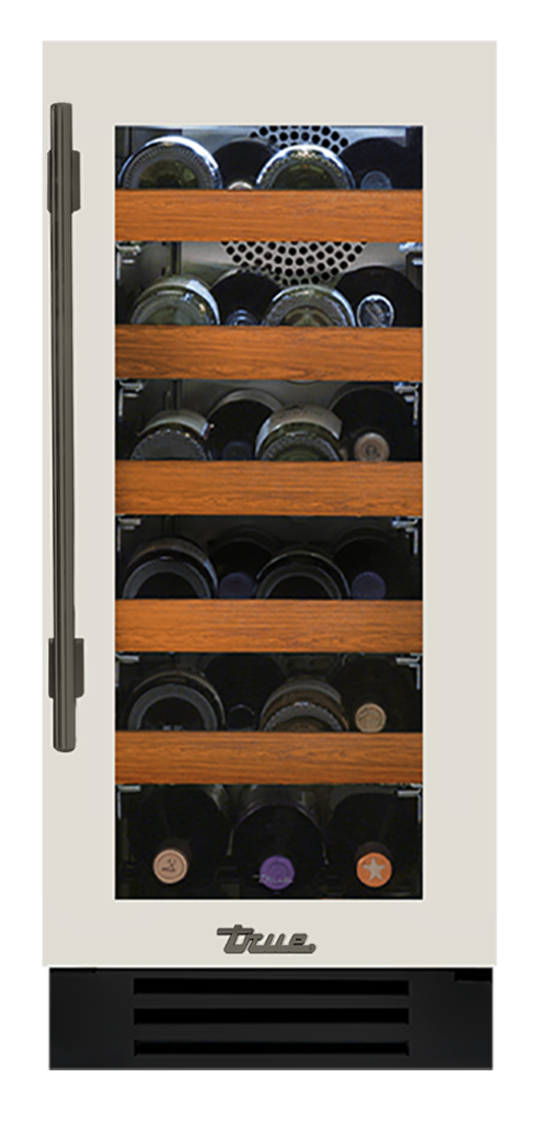 Undercounter Wine Cabinet, Right Hinged, Antique White, Pewter Hardware TWC15ROGCDSK050H05