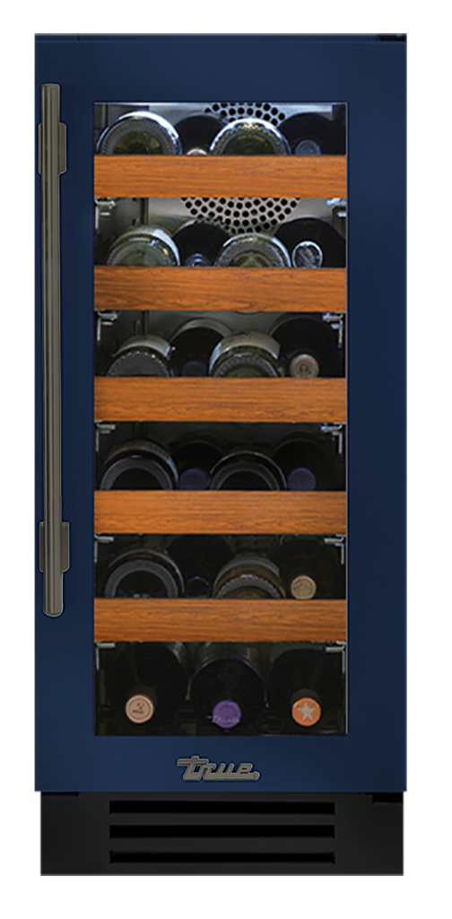 Undercounter Wine Cabinet, Right Hinged, Cobalt, Pewter Hardware TWC15ROGCDSK078H05