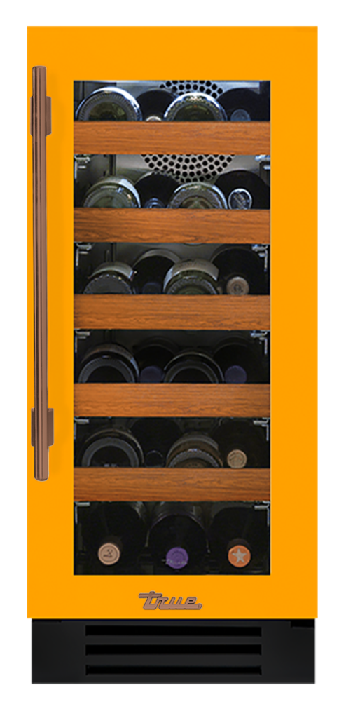 Undercounter Wine Cabinet, Right Hinged, Saffron, Copper Hardware TWC15ROGCDSK103H03