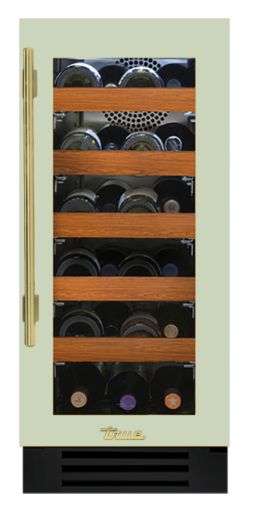 Undercounter Wine Cabinet, Right Hinged, Sage, Brass Hardware TWC15ROGCDSK129H01