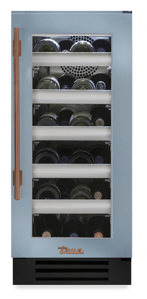 Undercounter Wine Cabinet, Right Hinged, Bluestone, Copper Hardware TWC15ROGCDSK152H03