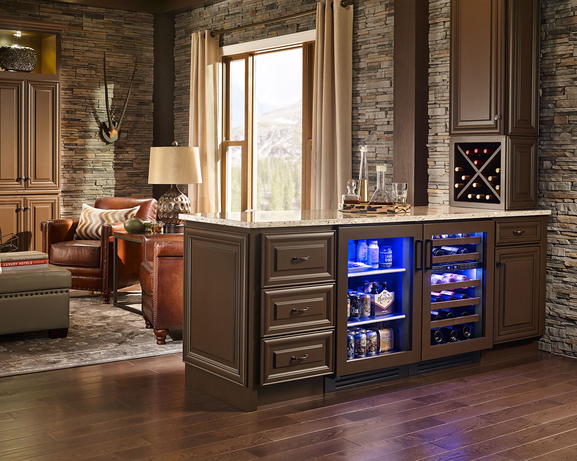 Undercounter Wine Cabinet, Right Hinged, Champagne, Brass Hardware TWC15ROGCDSK179H01