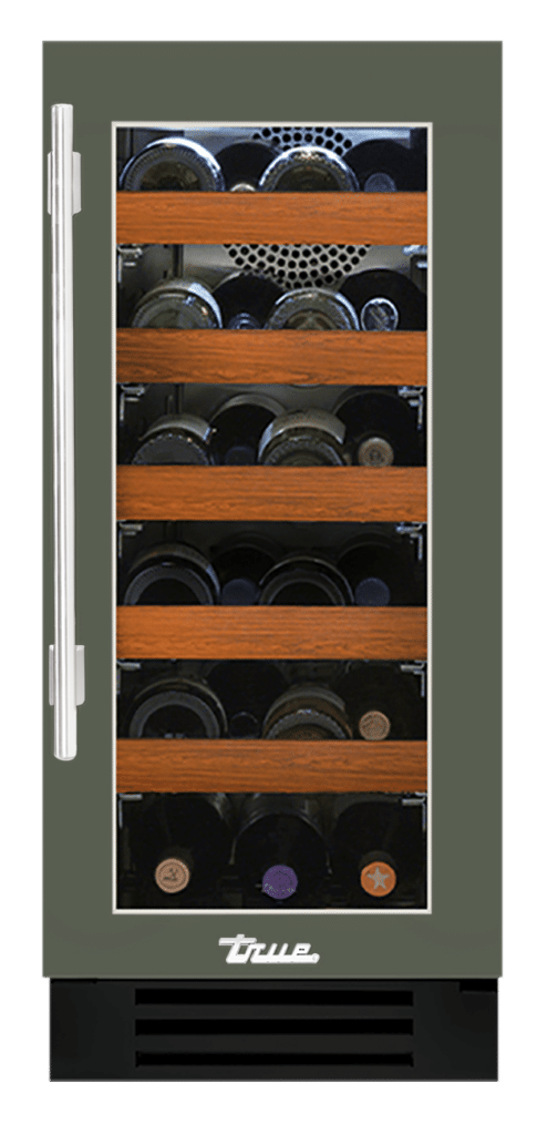 Undercounter Wine Cabinet, Right Hinged, Olive, Chrome Hardware TWC15ROGCDSK238H02