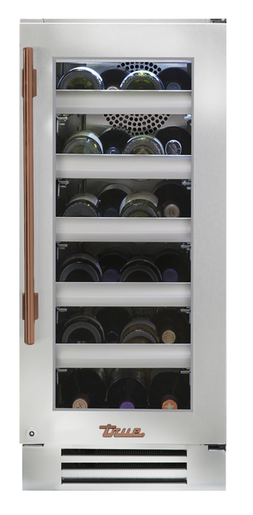 Undercounter Wine Cabinet, Right Hinged, Color Match, Copper Hardware TWC15ROGCDSKXXXH03