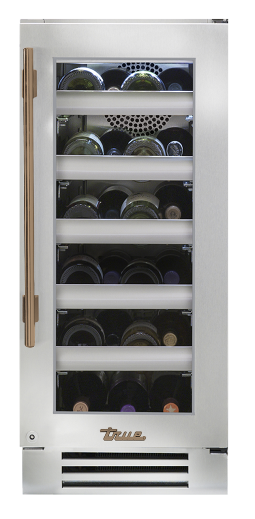Undercounter Wine Cabinet, Right Hinged, Color Match, Gold Hardware TWC15ROGCDSKXXXH08