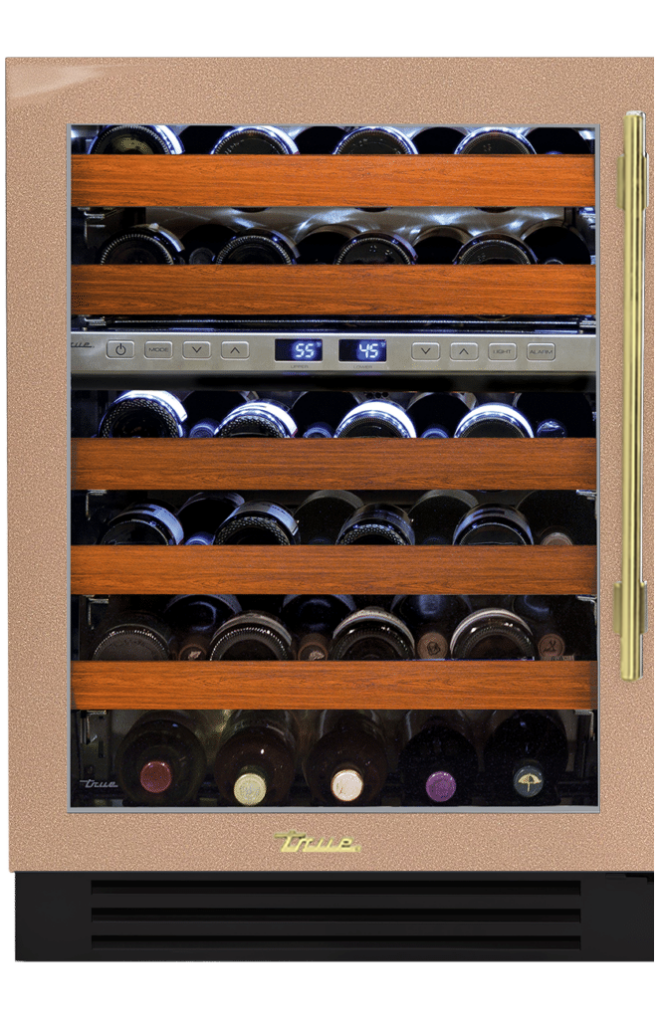 Undercounter Wine Cabinet, Left Hinged, Champagne, Brass Hardware TWC24DZLOGCDSK179H01