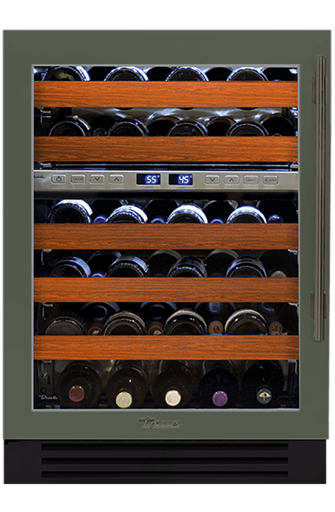 Undercounter Wine Cabinet, Left Hinged, Olive, Pewter Hardware TWC24DZLOGCDSK238H05