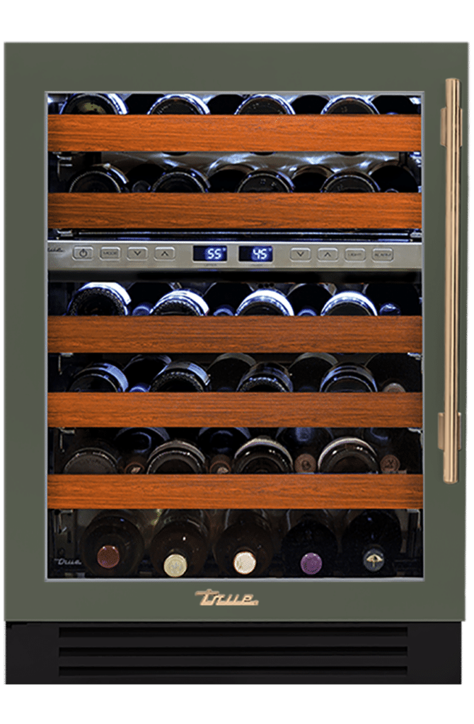 Undercounter Wine Cabinet, Left Hinged, Olive, Gold Hardware TWC24DZLOGCDSK238H08