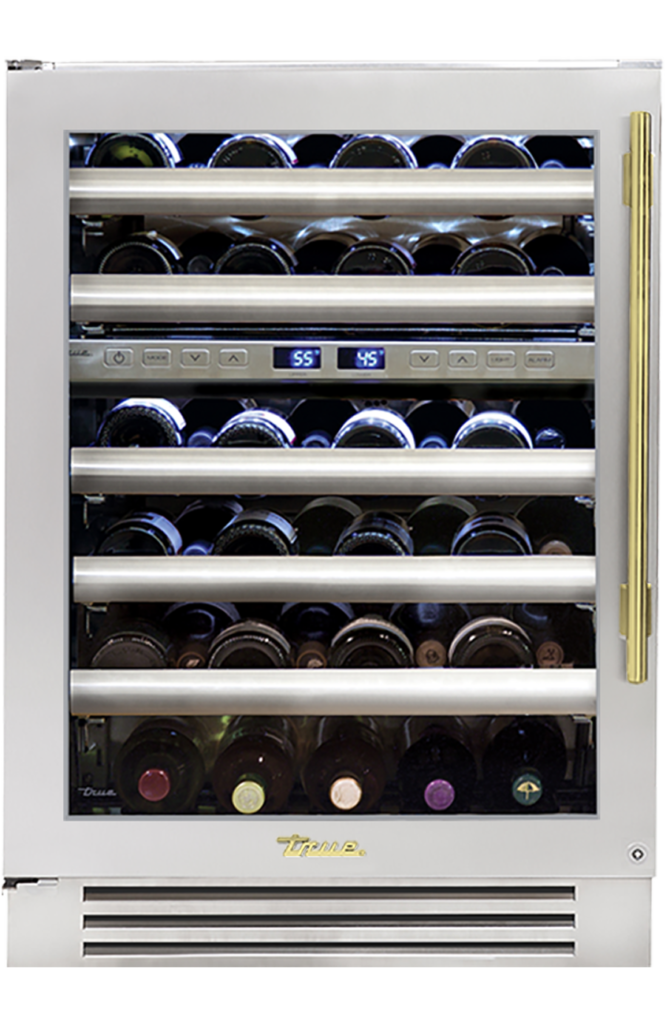 Undercounter Wine Cabinet, Left Hinged, Color Match, Brass Hardware TWC24DZLOGCDSKXXXH01