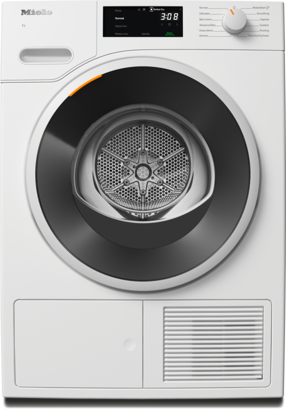 T1 Heat‑Pump Dryer: With Miele@home and FragranceDos for laundry that smells great. TWD360WP8KG
