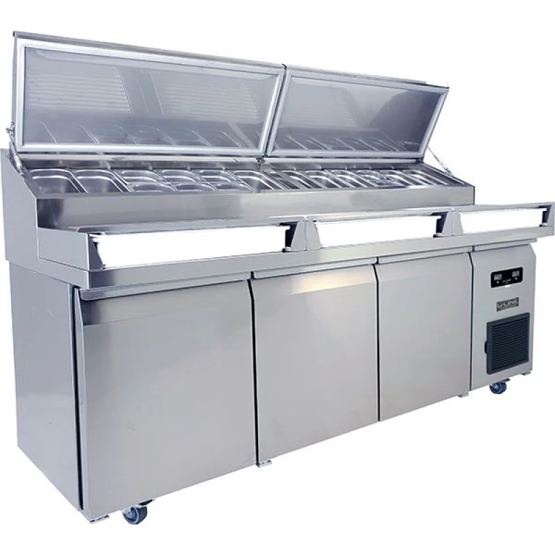 3 Door Refrigerated Prep-Table + Sealed Condiment Rail in Other UCPT588SS61A